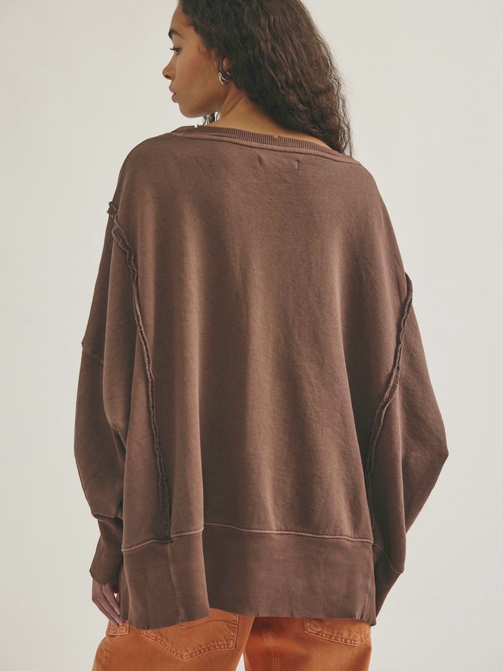 We The Free Brown Off-the-Shoulder Relaxed Knit Sweater - Picture 4 of 7